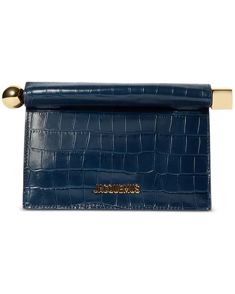 Jacquemus small Rond Carré croc-effect clutch bag - Blau Blau