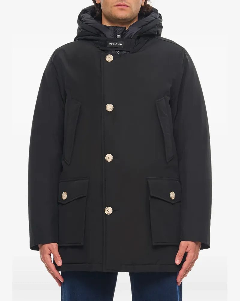Woolrich Kapuzenmantel mit Knopfverschluss - Schwarz Schwarz
