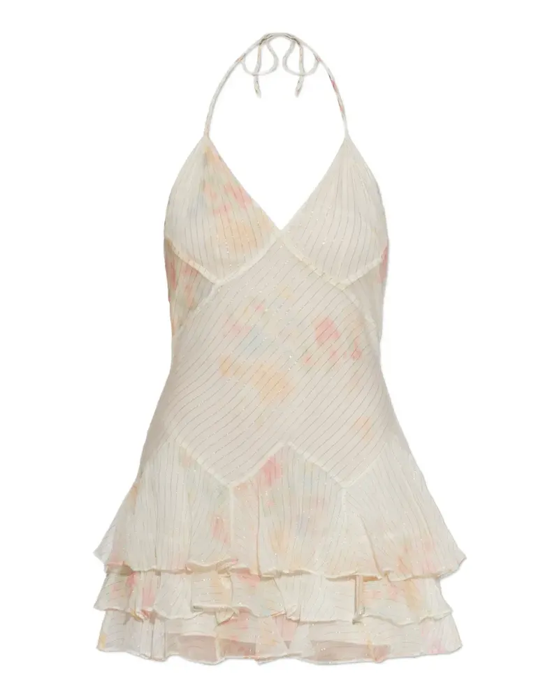 LoveShackFancy Gestuftes Adrinette Minikleid mit Rüschen - Nude Nude