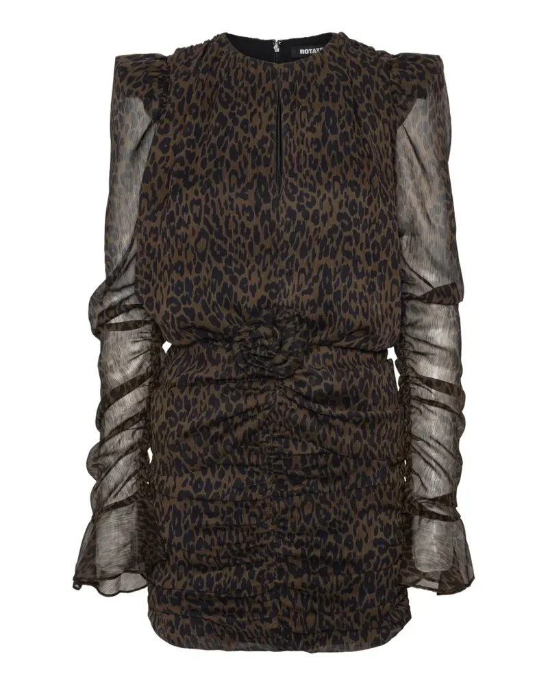 ROTATE Birger Christensen ruched flower mini dress - Braun Braun