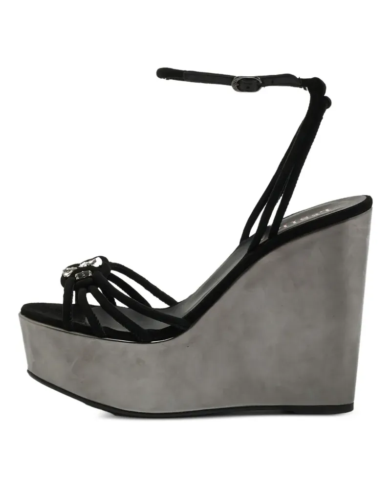 Le Silla Kristallverzierte Sandalen mit Wedge - Schwarz Schwarz