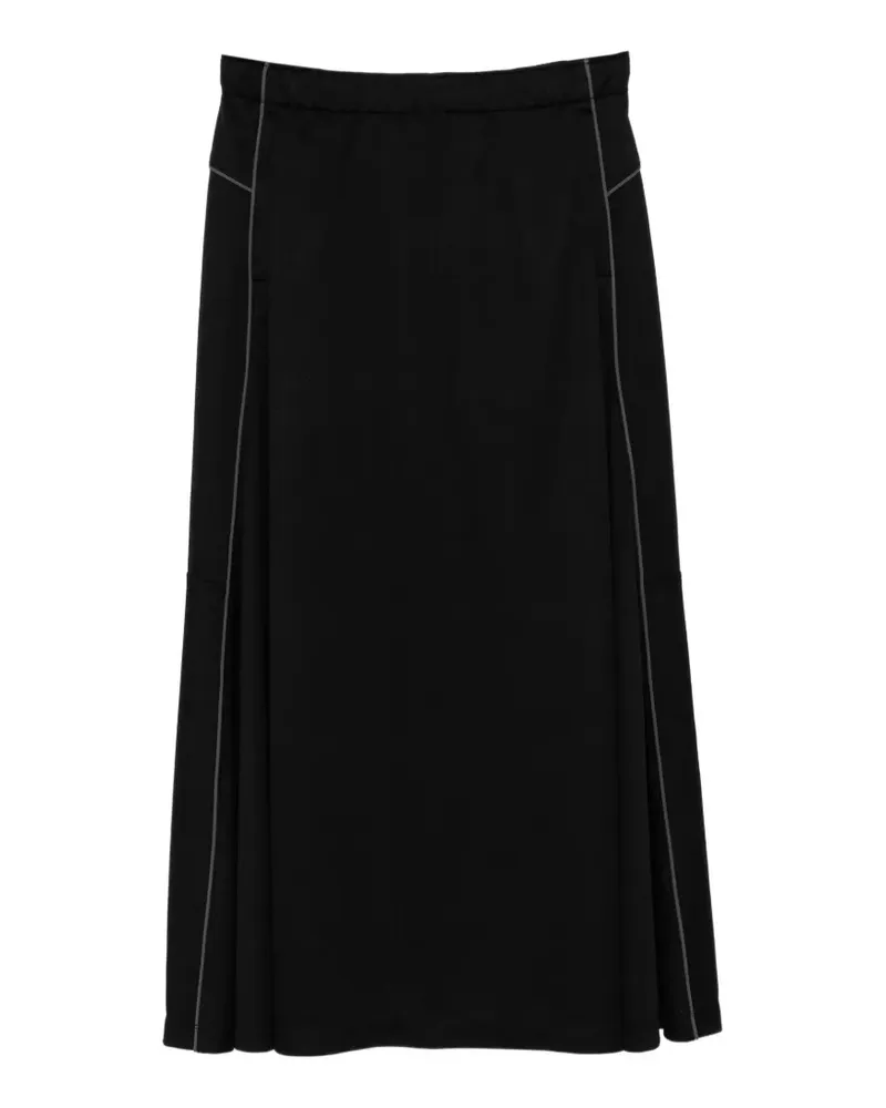JUUN.J piped-trim midi skirt - Schwarz Schwarz