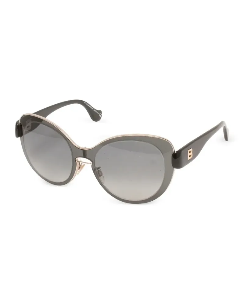 Balenciaga Cat-Eye-Sonnenbrille mit Logo-Schild - Schwarz Schwarz