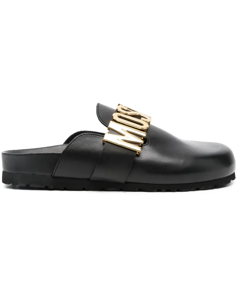 Moschino Mules mit Logo-Schild - Schwarz Schwarz