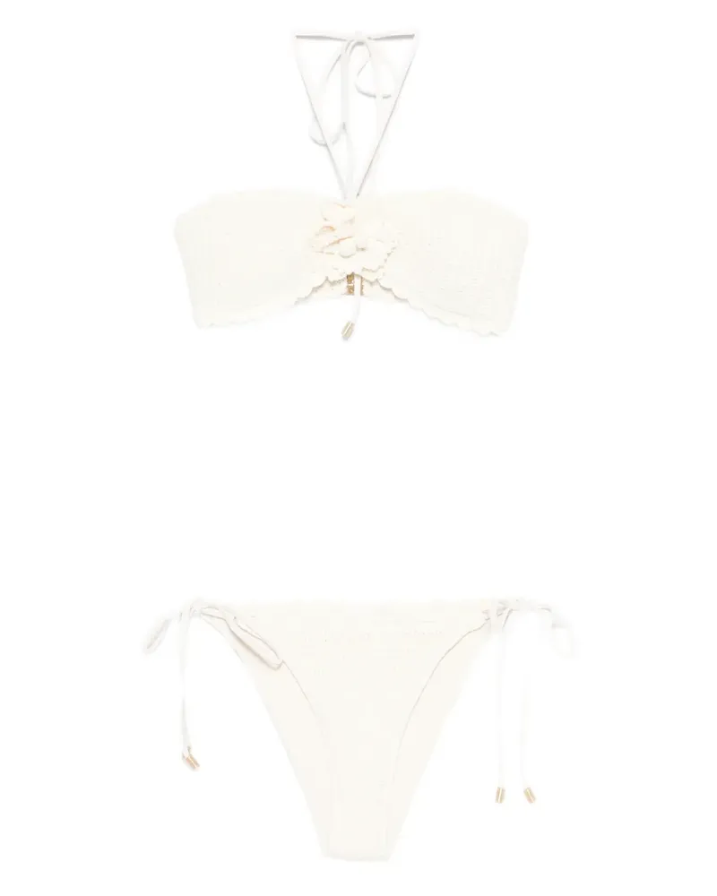 Zimmermann Gehäkelter Bikini mit Blumenmotiv - Nude Nude