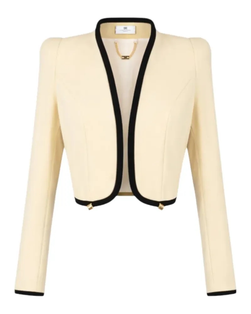 Elisabetta Franchi Cropped-Blazer mit Kontrastdetails - Nude Nude
