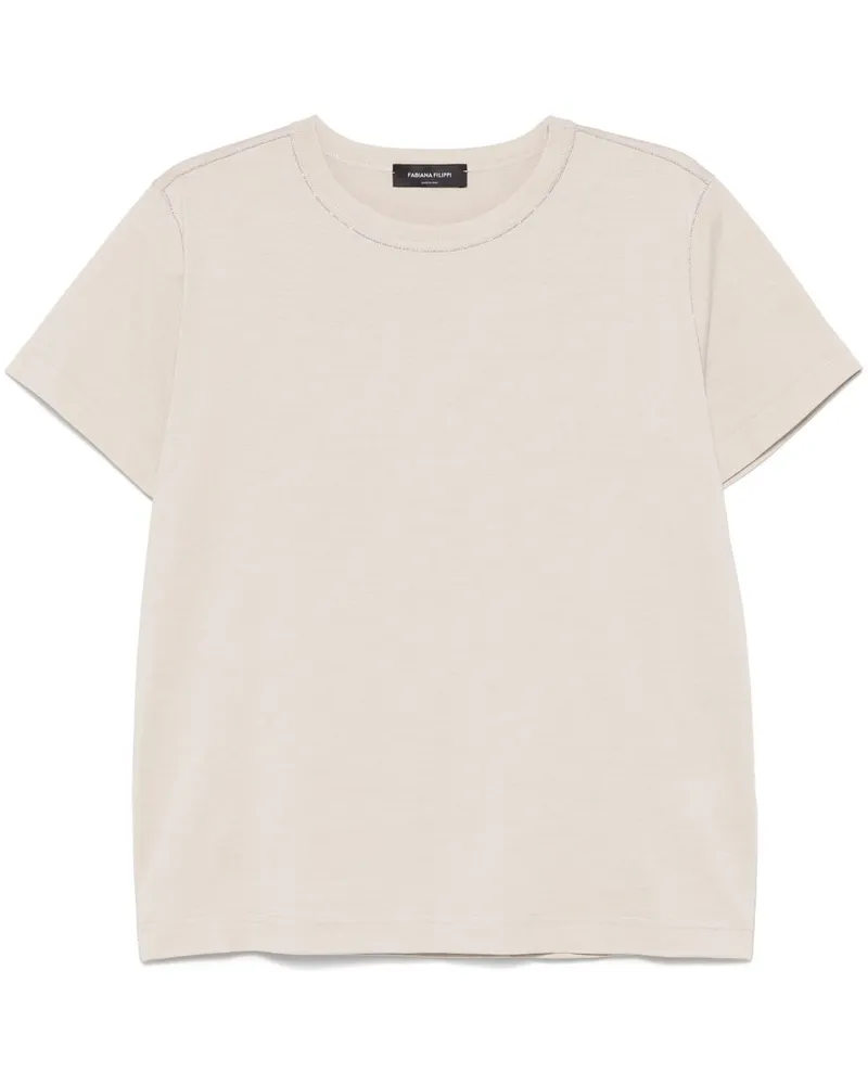 Fabiana Filippi Filo T-Shirt mit Rautendetail - Nude Nude