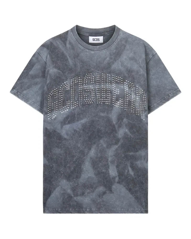 GCDS Ausgewaschenes T-Shirt mit Logo-Nieten - Grau Grau