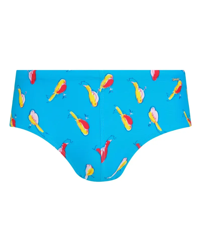 Amir Slama bird-print swimming trunks - Blau Blau
