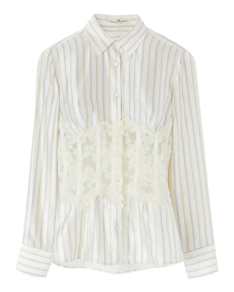 Ermanno Scervino Gestreiftes Hemd mit Spitzeneinsatz - Weiß Weiß
