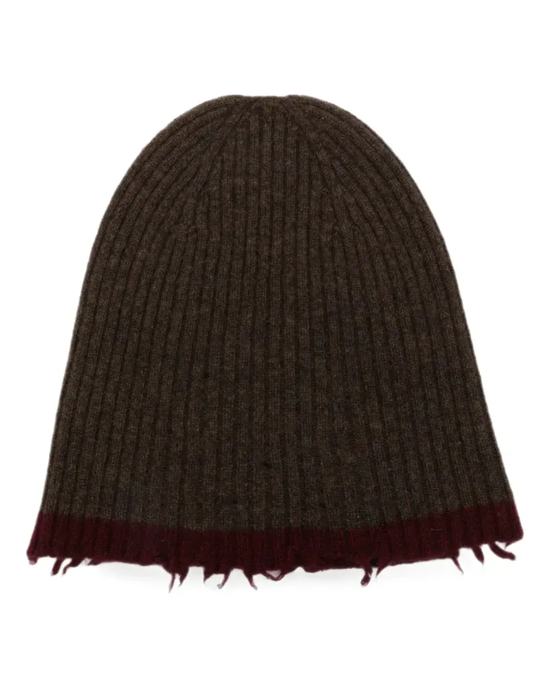 Uma Wang Gerippte Beanie im Distressed-Look - Braun Braun