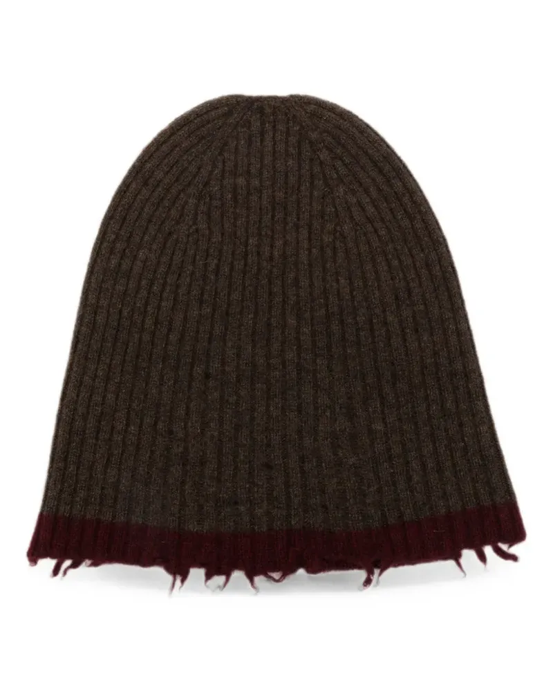 Uma Wang Gerippte Beanie im Distressed-Look - Braun Braun
