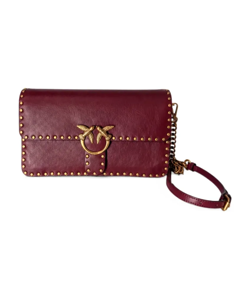Pinko Love One studded leather crossbody bag - Rot Rot