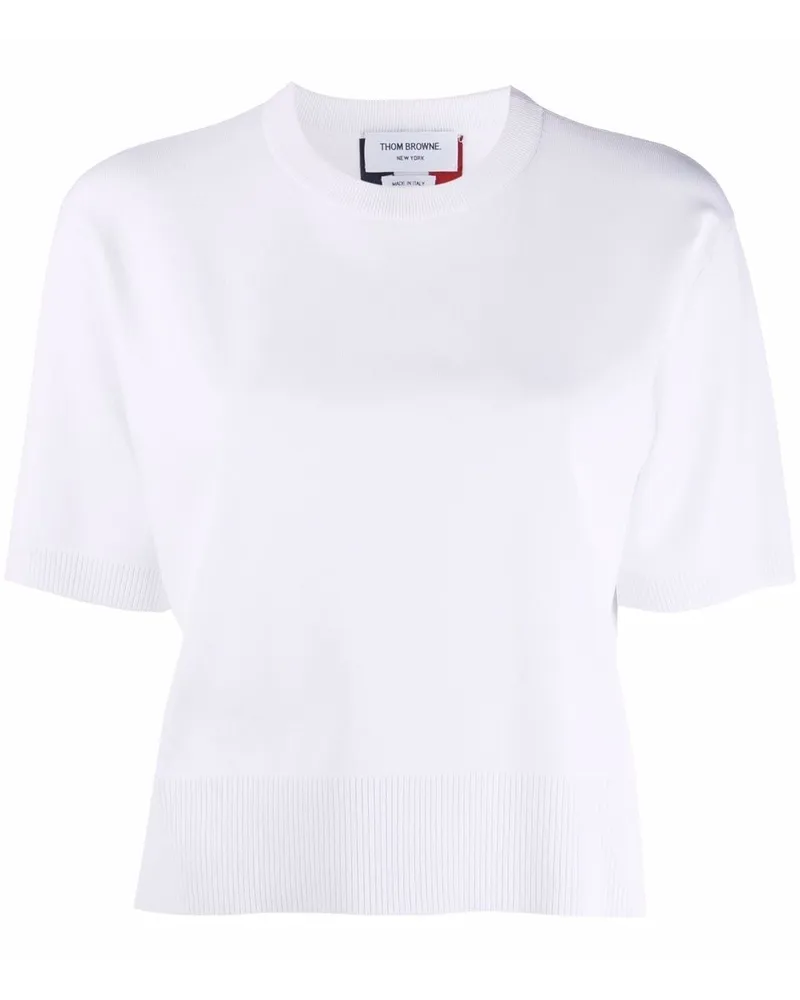 Thom Browne Oberteil mit Intarsien-Strickmuster - Weiß Weiß