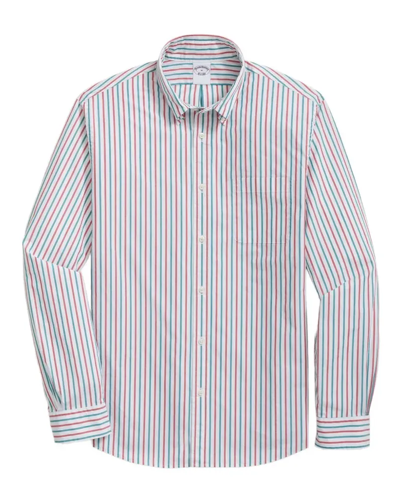 Brooks Brothers Gestreiftes Hemd mit Button-down-Kragen - Weiß Weiß
