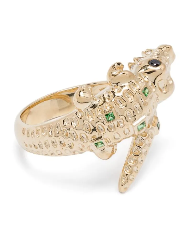 Yvonne Léon 9kt Crocodile Gelbgoldring mit Schmuckstein Gold