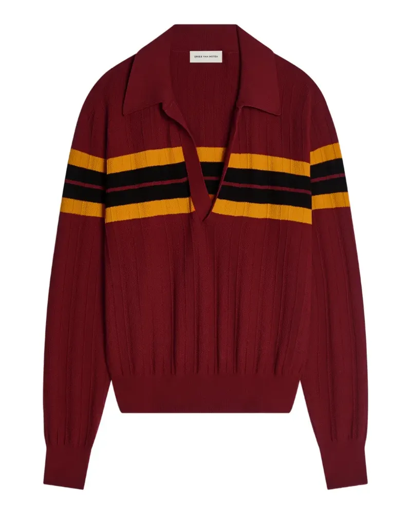 Dries van Noten Gestreiftes Poloshirt - Rot Rot