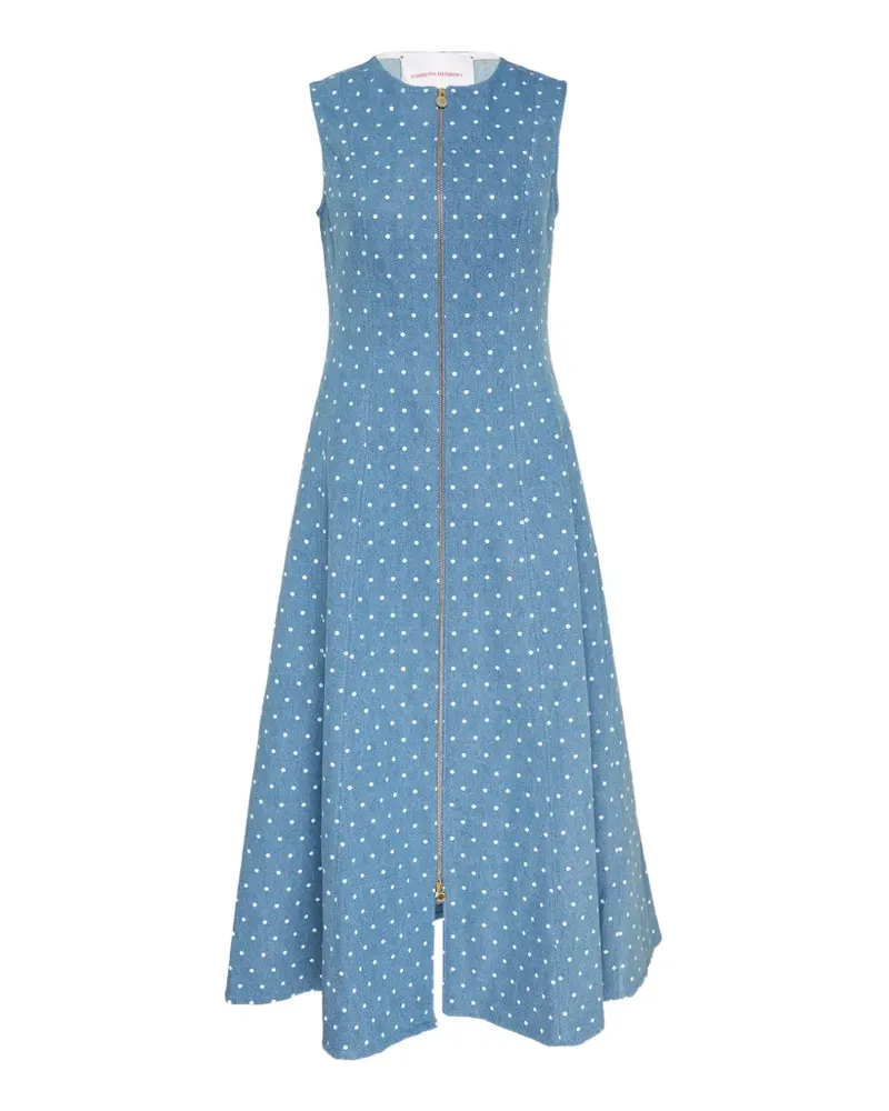 Carolina Herrera New York polka-dot zip-up midi dress - Blau Blau