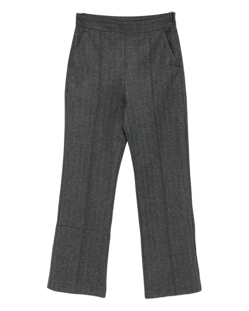 Max Mara Cropped-Hose mit Fischgrätenmuster - Grau Grau