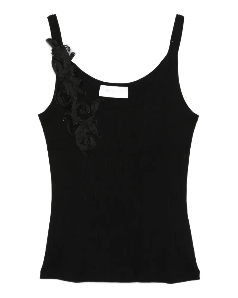 Ermanno Scervino floral applique top - Schwarz Schwarz