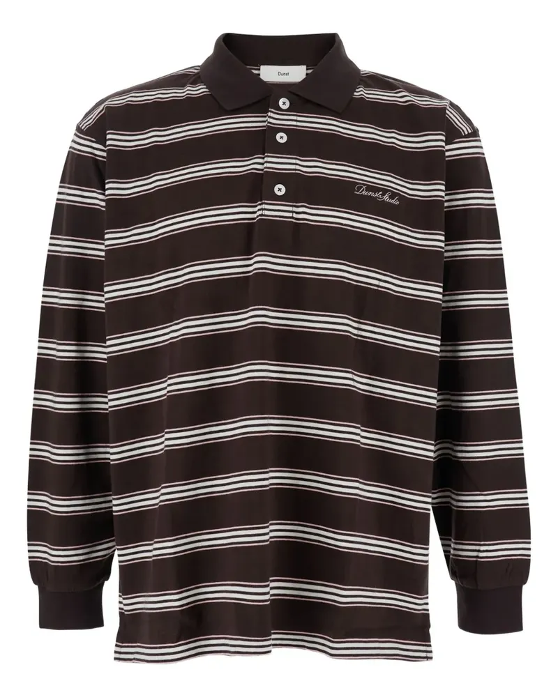 Dunst Gestreiftes Poloshirt mit Logo-Stickerei - Braun Braun