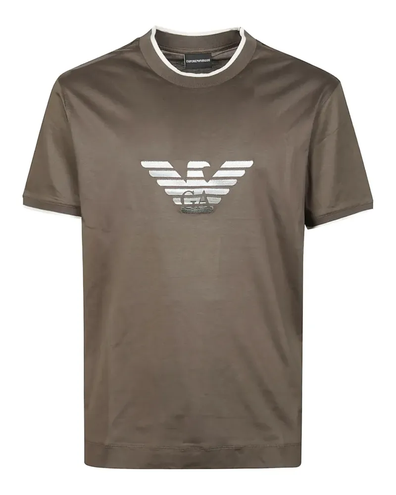 Emporio Armani eagle applique T-shirt - Braun Braun