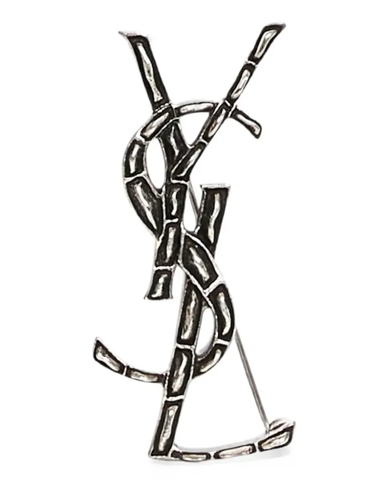 Saint Laurent Cassandre crocodile-effect brooch - Silber Silber