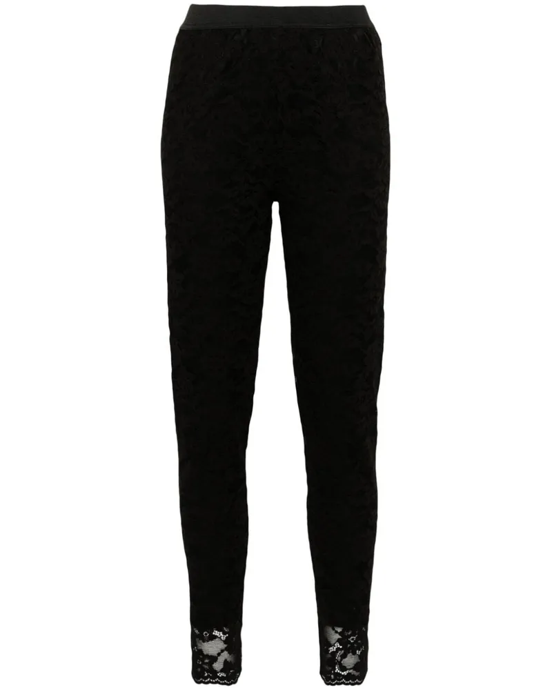 Twin-Set Leggings mit floraler Spitze - Schwarz Schwarz