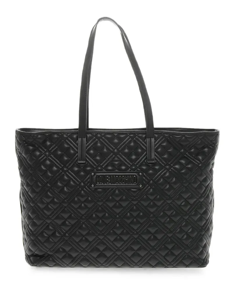 Moschino logo-plaque tote bag - Schwarz Schwarz