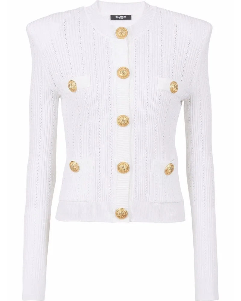 Balmain Fein gestrickter Cardigan - Weiß Weiß