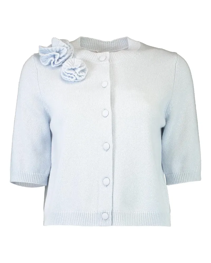 ALLUDE floral-detail crew-neck cardigan - Blau Blau