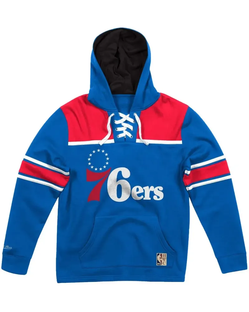 Mitchell & Ness NBA 76ers Hockey-Hoodie - Blau Blau