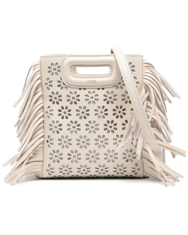 Maje Mini Tote Bag aus Leder mit Lochmuster - Nude Nude
