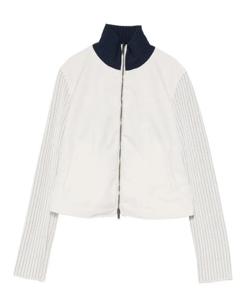 Iceberg ribbed-knit panelled bomber jacket - Nude Nude