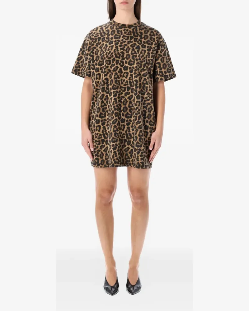 Anine Bing Beth leopard-print mini dress - Braun Braun