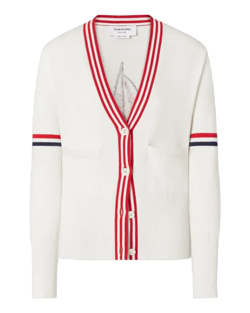 Thom Browne Cardigan mit V-Ausschnitt - Weiß Weiß