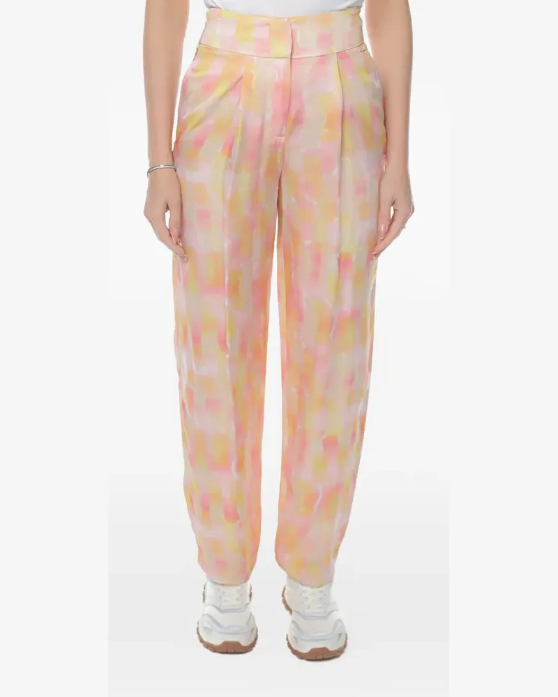 Armani Exchange abstract-print pleated trousers - Orange Orange