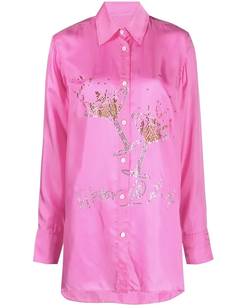 Viktor & Rolf Business Affairs Hemd mit Kristallen - Rosa Rosa