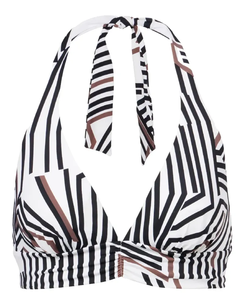 Max Mara Alberta asymmetric striped bikini top - Weiß Weiß