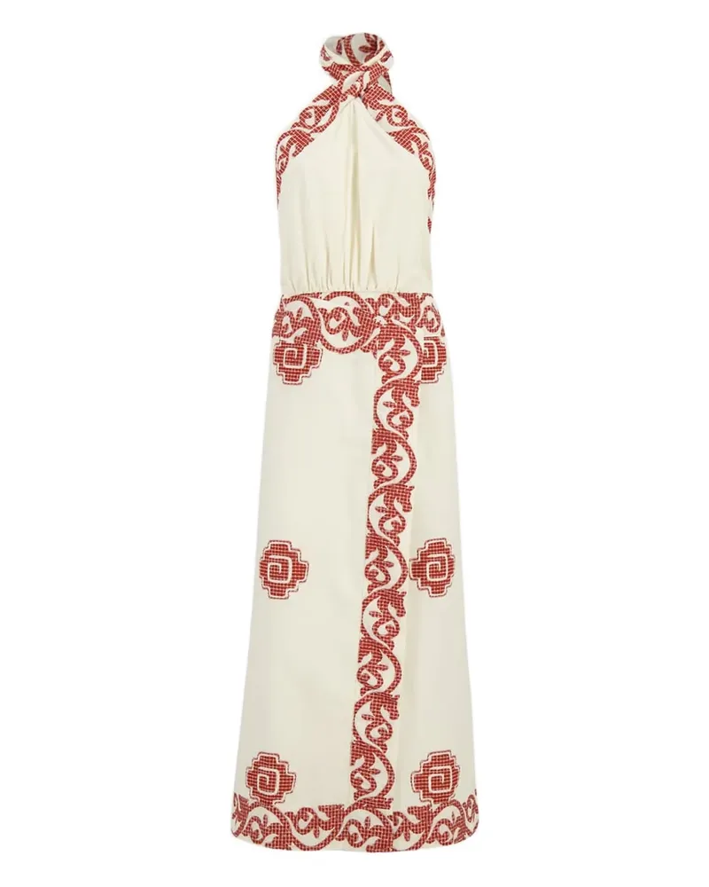 Johanna Ortiz Besticktes Neckholder-Kleid - Weiß Weiß
