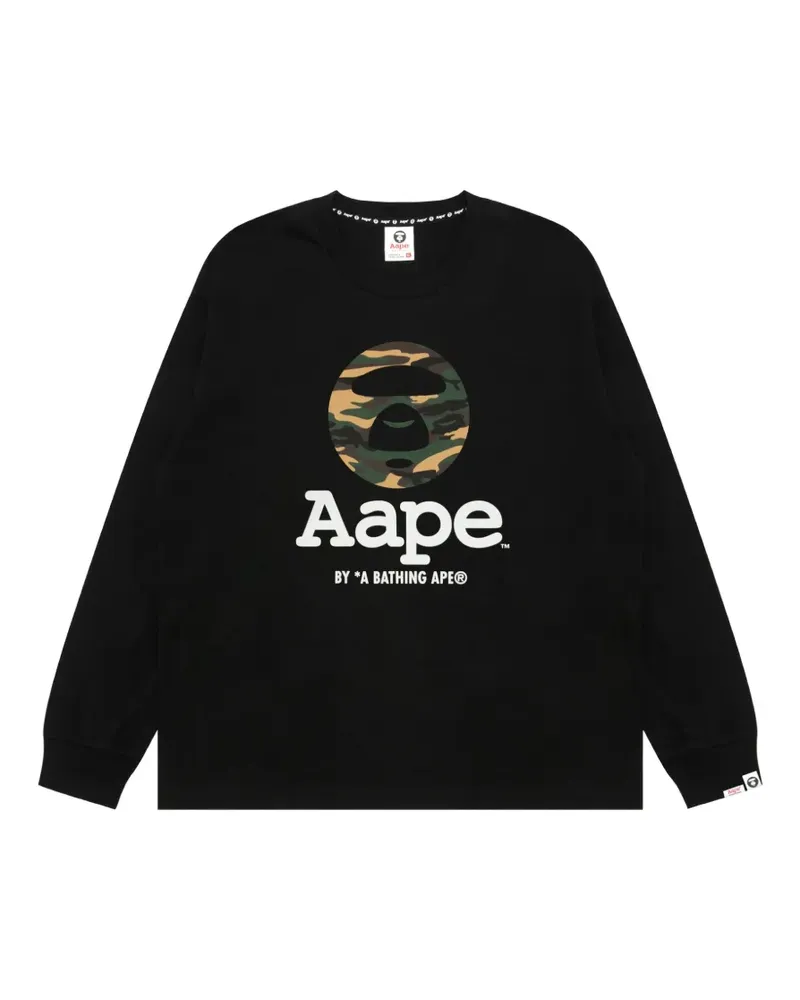 BAPE Sweatshirt mit Logo-Print und Camouflage-Detail - Schwarz Schwarz