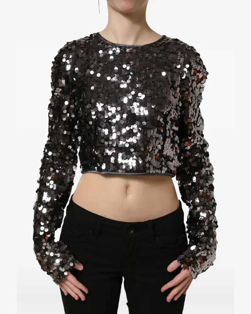 Dolce & Gabbana sequin-embellished cropped top - Schwarz Schwarz