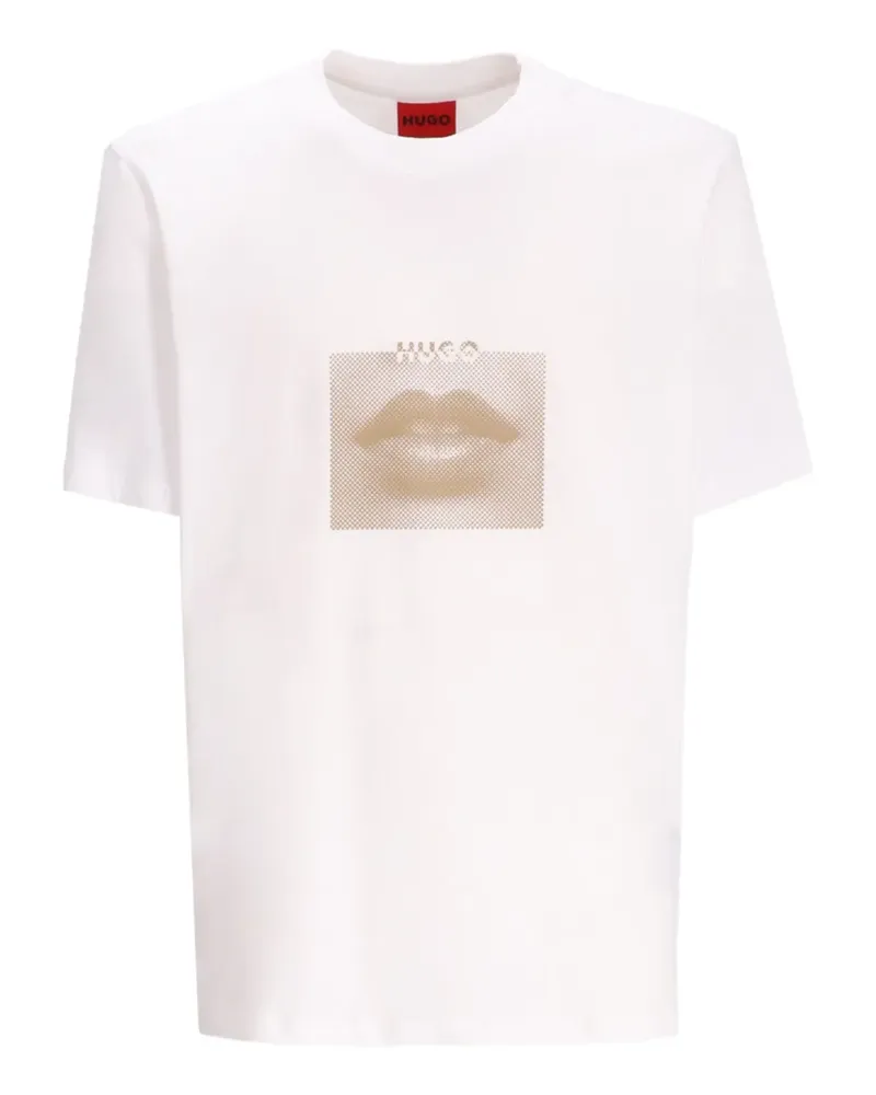 HUGO BOSS T-Shirt mit Lippen-Print - Weiß Weiß