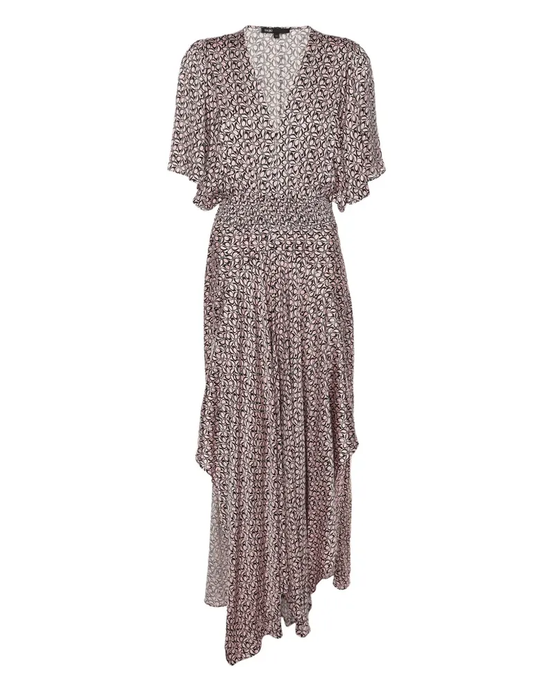 Maje Artistic-print midi dress - Rosa Rosa