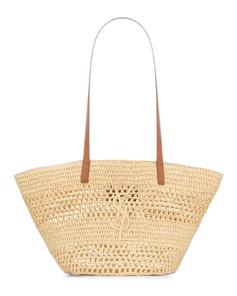 Saint Laurent small logo-embroidered shoulder bag - Nude Nude
