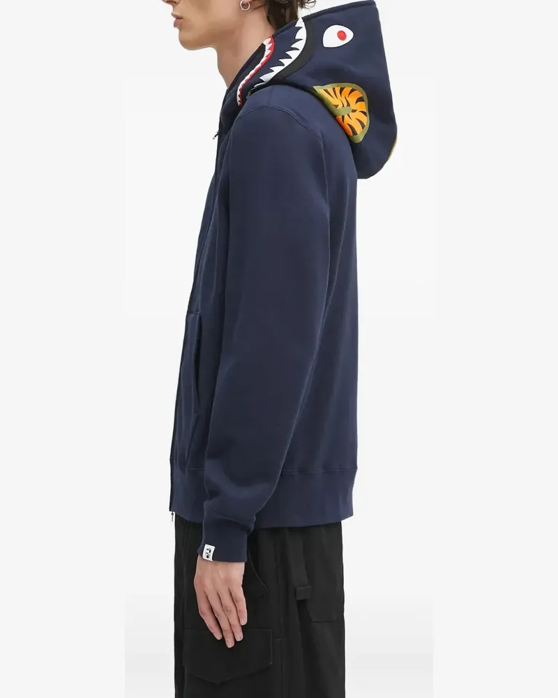 BAPE Kapuzenjacke mit Hai-Print - Blau Blau