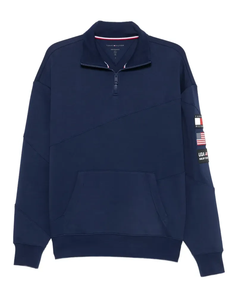 Tommy Hilfiger logo-patch quarter-zip sweater - Blau Blau