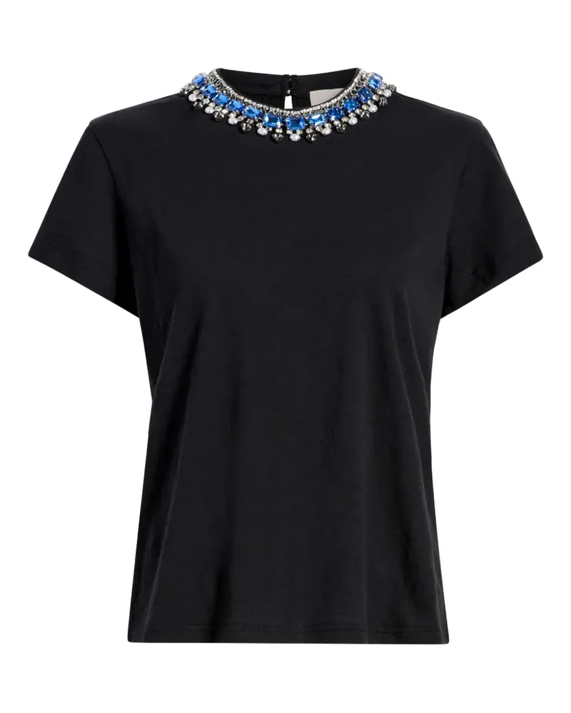 Cinq à Sept Danielle pearl-rhinestone necklace T-shirt - Schwarz Schwarz