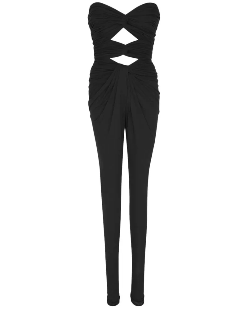 Saint Laurent Schulterfreier Jumpsuit - Schwarz Schwarz