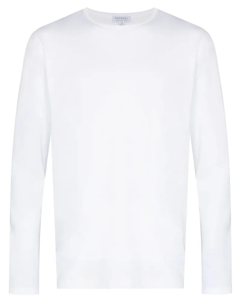 Sunspel Klassisches Langarmshirt - Weiß Weiß